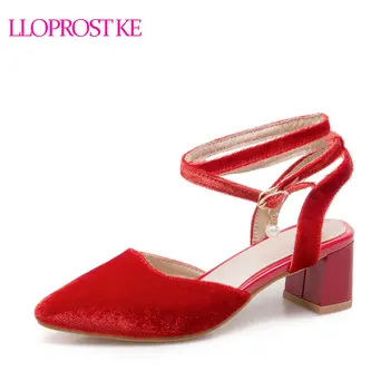 

Lloprost ke Brand Shoes Woman Flock Gladiator Sandals Women Summer Buckle Sandals Thick Heels 2018 Summer Women Sandals MY385