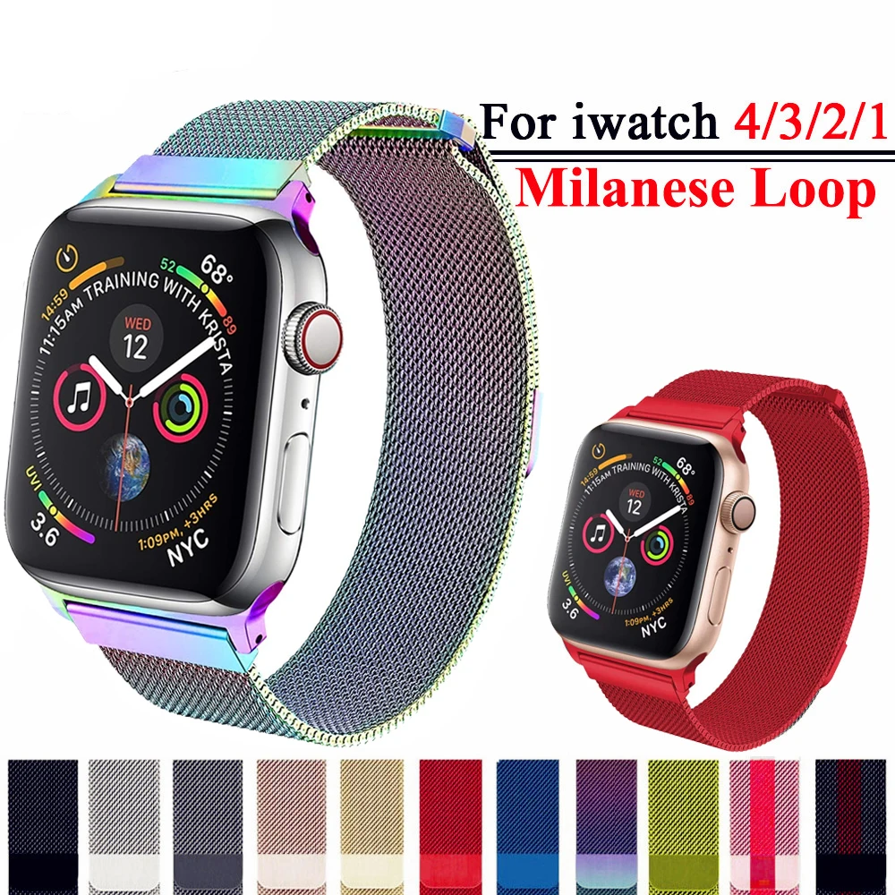 Milanese Loop ремешок для apple watch band 4 42 мм 38 мм iwatch band 44 мм/40 мм браслет из нержавеющей стали ремень для apple watch 4 3 2 1