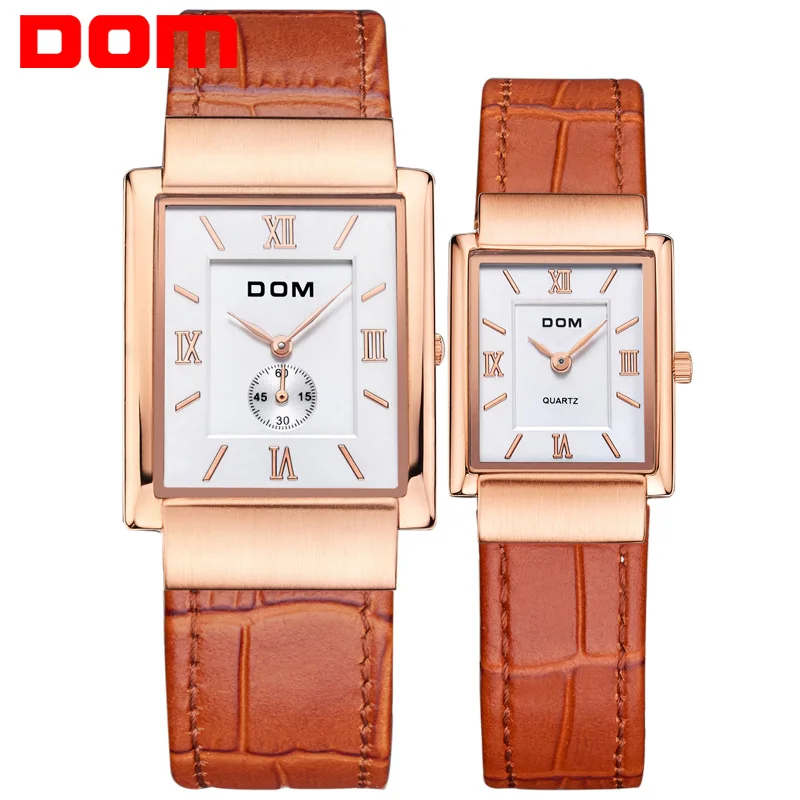 DOM Couple Watches Leather Gold Lovers Watch Casual Business Waterproof Quartz Watches Men Women Dress Wrist Watch M-289+G-1089 DOM Couple Watches Leather Gold Lovers Watch Casual Business Waterproof Quartz Watches Men Women Dress Wrist Watch M-289+G-1089