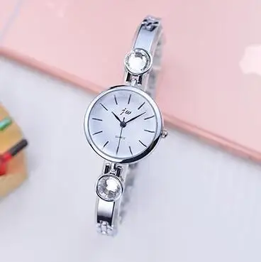 Jw браслет часы Для женщин Элитный бренд Нержавеющая сталь часы со стразами для женщин нарядные кварцевые часы Reloj Mujer - Цвет: Full Silver