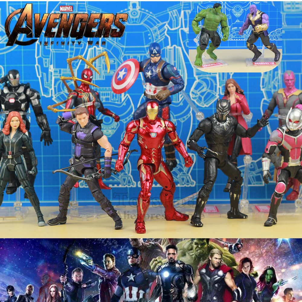 

Marvel Avenger 3 Infinity War 6" Iron Spider Man Captain America Spider man Vision Falcon Black Widow Action Figure Toys Doll