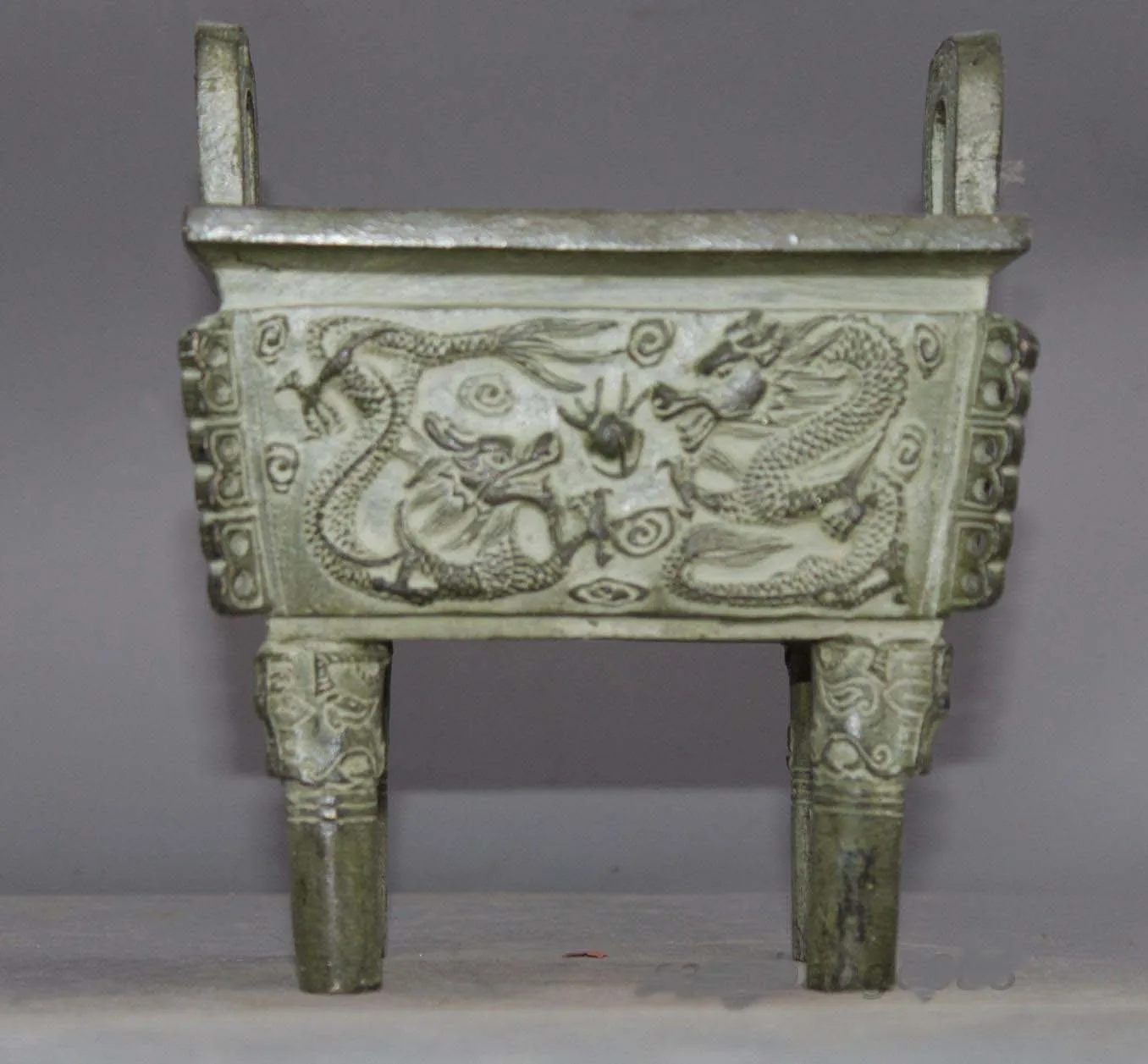 

Old China Shang dynasty bronze Ding, small Rectangular bronze ware Ding