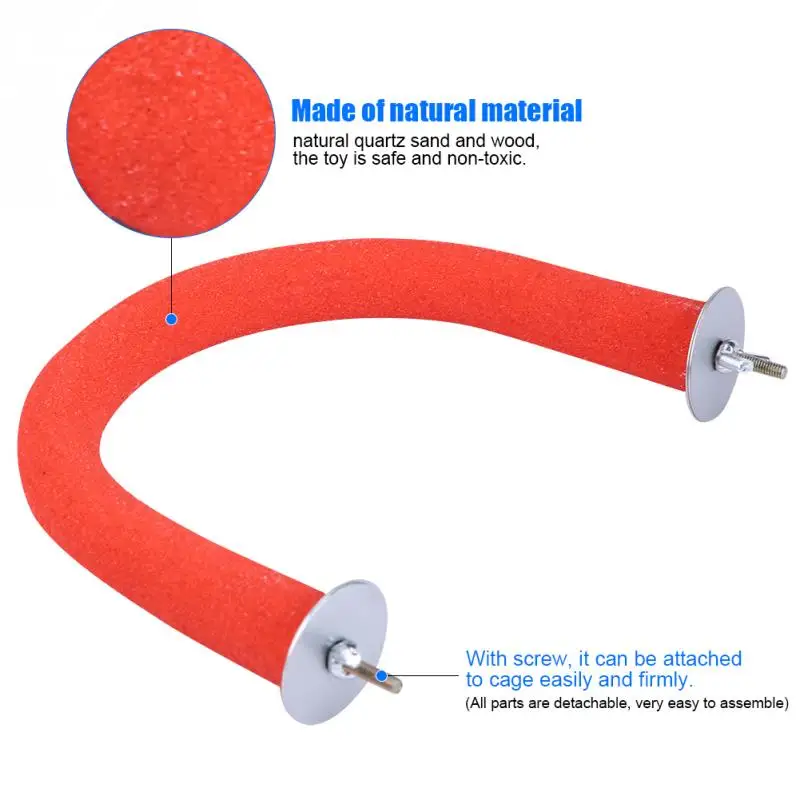 Стиль U форма деревянная подставка окунь попугай клюв игрушка-Катушка грызущие игрушки товары для птиц аксессуары для птичьей клетки прочный - Цвет: Красный
