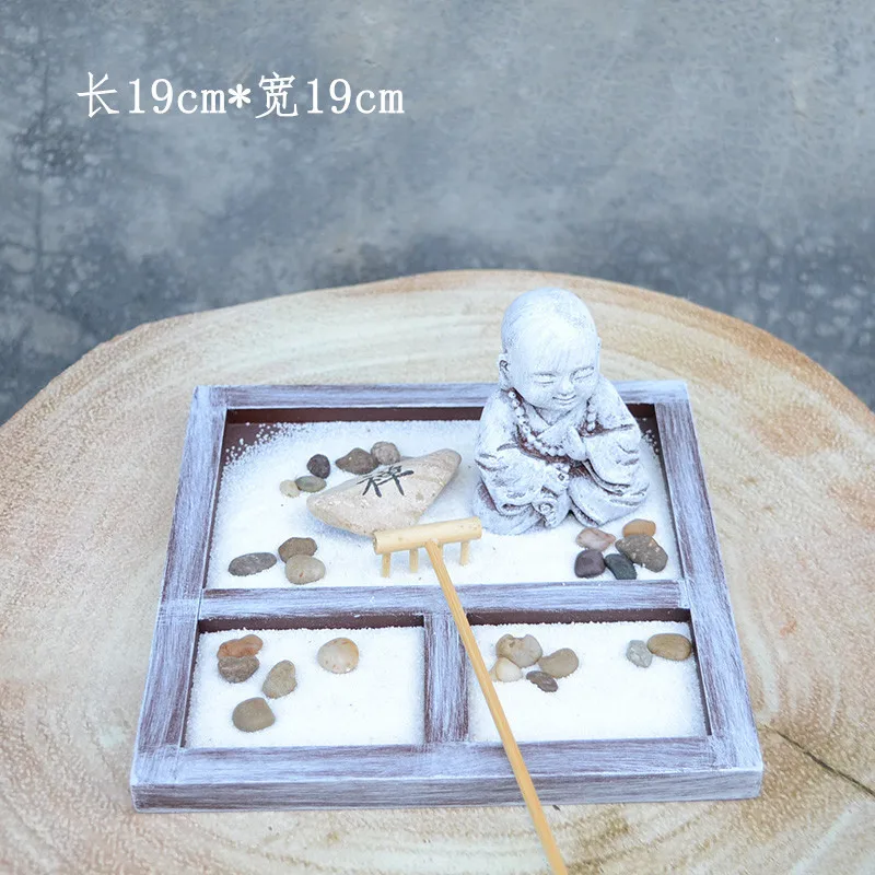 

Tabletop Zen Garden Buddha sand table meditation rake home hotel feng shui decoration Candle Incense Burner Home Decor Gift