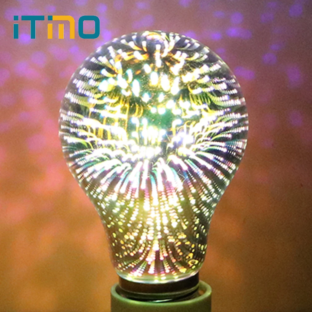 

ITimo E27 AC85-265V LED 3D Fireworks Light Bulb Wedding Christmas Holiday Lighting Lamp Stars Decors Edison Bulb Bar Party Lamp