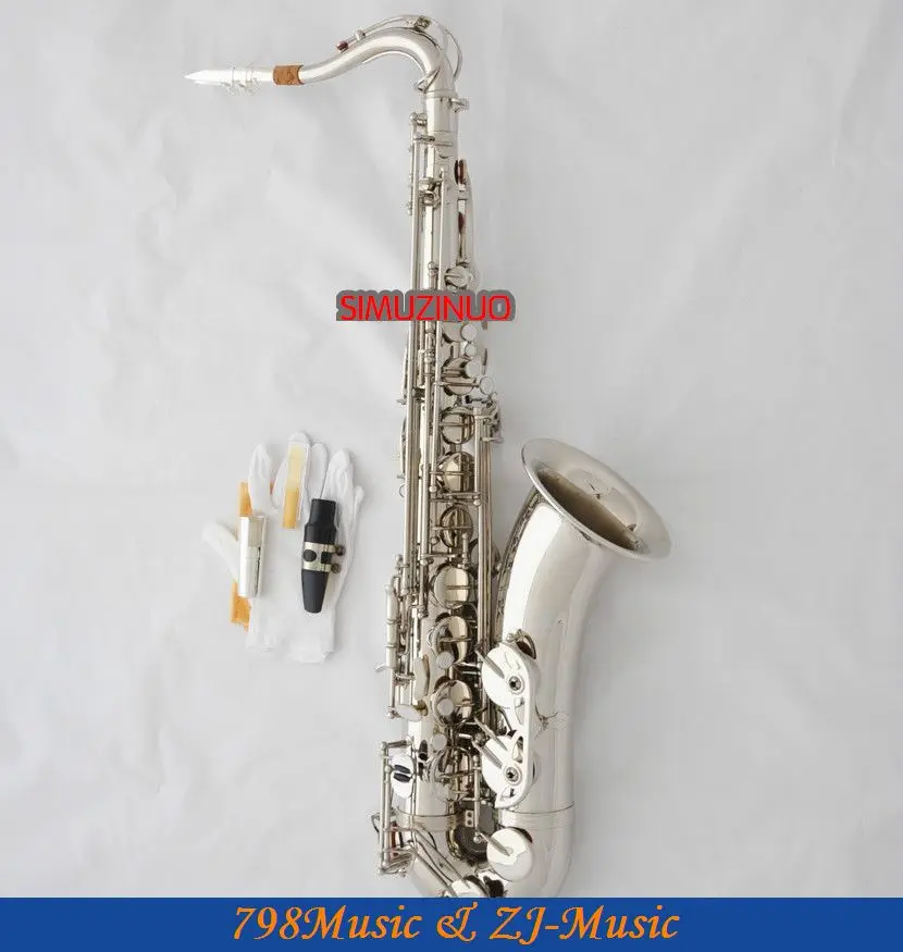 Профессиональный Серебряный никелевый тенор-саксофон высокий F бесплатно металлический мундштук чехол