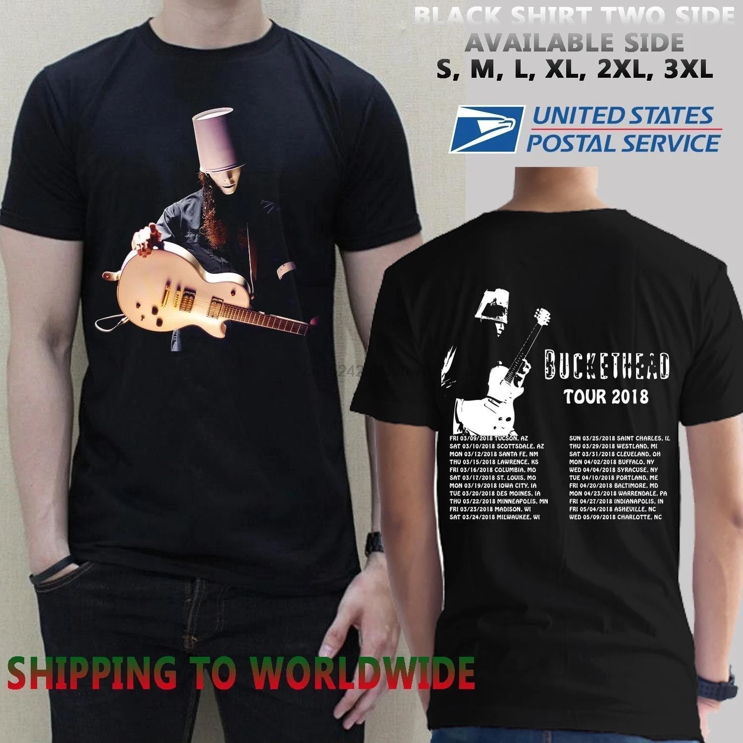 New 852369 Design Buckethead Tour Dates 2018 T Shirt Size S 4XLin T