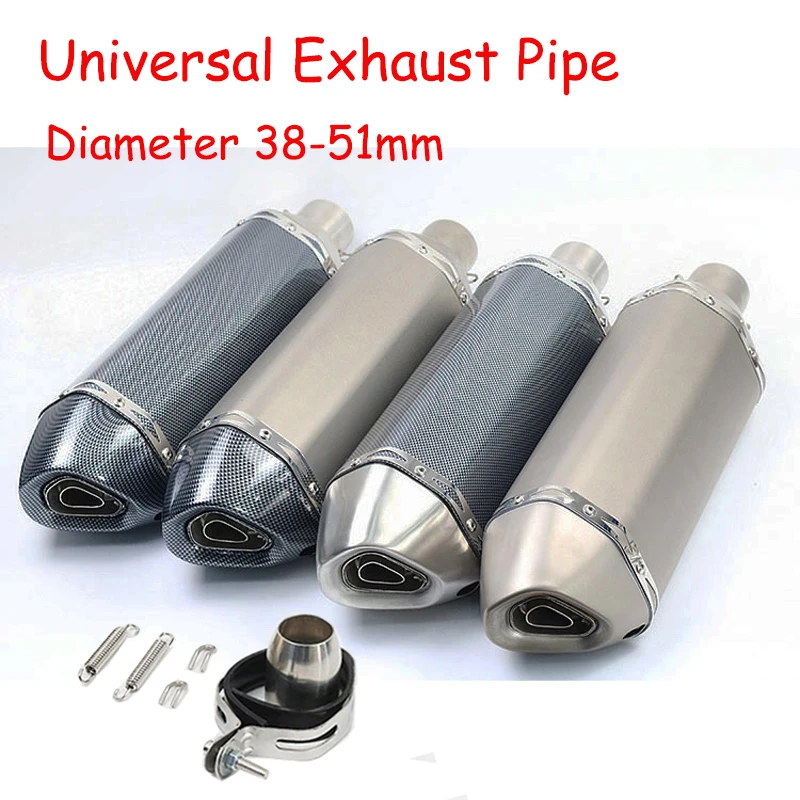 

Strainless Steel Motorcycle Exhaust Muffler Pipe Universal 51mm Motorbike Modified Moto Escape Exhaust Tip Pipe with BD Killer