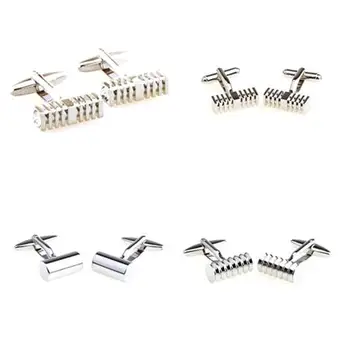 

20pairs/lot Classic Silver Spiral Cylinder Cuboid Cufflinks Simple Fashion Business Plating Cuff Links Men's Jewelry Wholesale