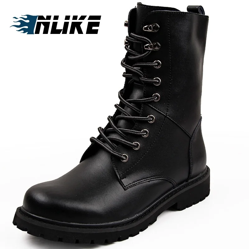 INLIKE/мужские мотоциклетные ботинки больших размеров; натуральные кожаные классные армейские мужские ботинки с заклепками; мужские кожаные ботинки в стиле панк, готика, байкера