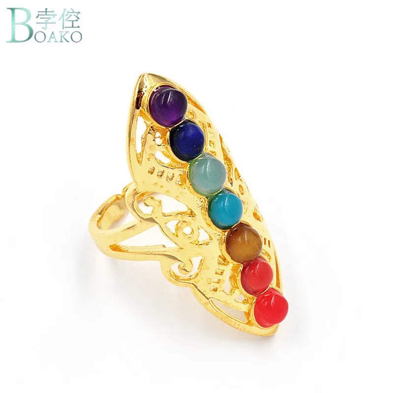

BOAKO New Unique Vintage Wedding Rings For Women CZ Crystal Antique Gold Party Cocktail Ring Punk Adjustable Ring Cheap Jewelery