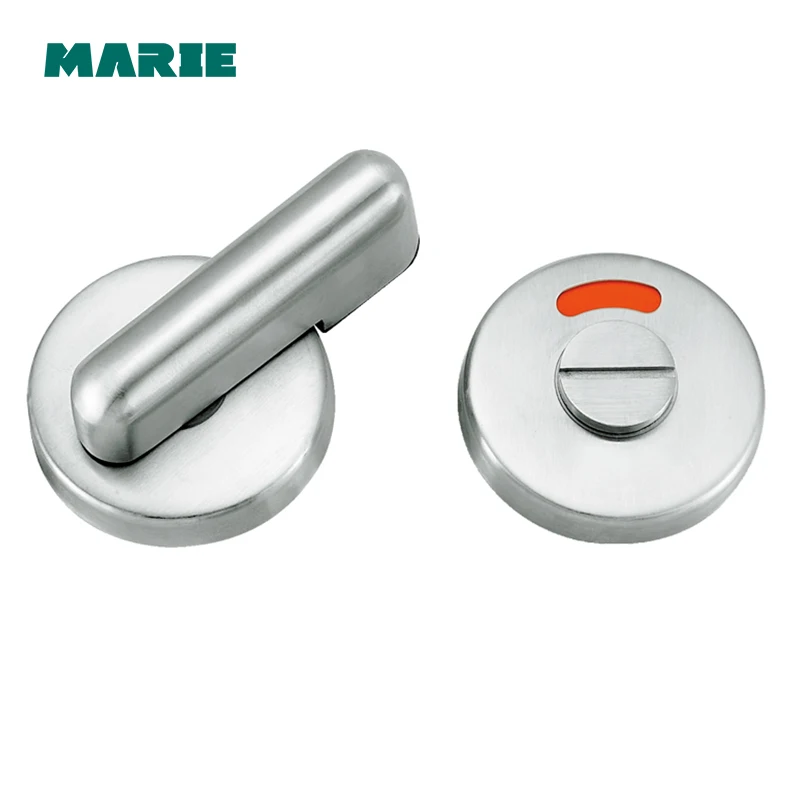 Stainless WC Toilet Handle Door Lock with Red or Green Tips for Bathroom Accessory Public Place DIY