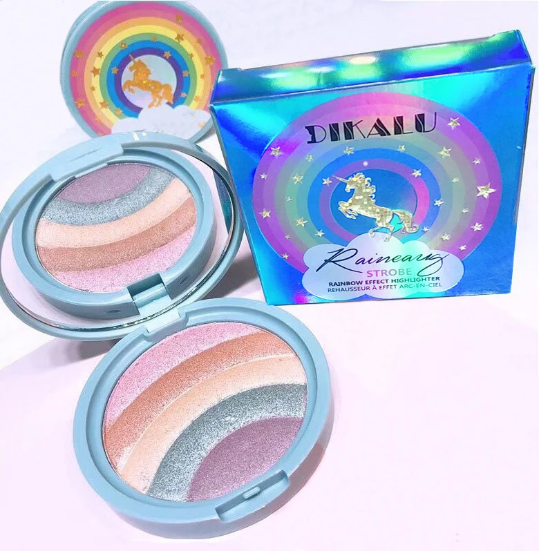 

Unicorn Rainbow Shimmer Eyeshadow Palette 5 Color Glow Highlighters Face Contour Waterproof Eye Shadow Pigment Makeups Cosmetics