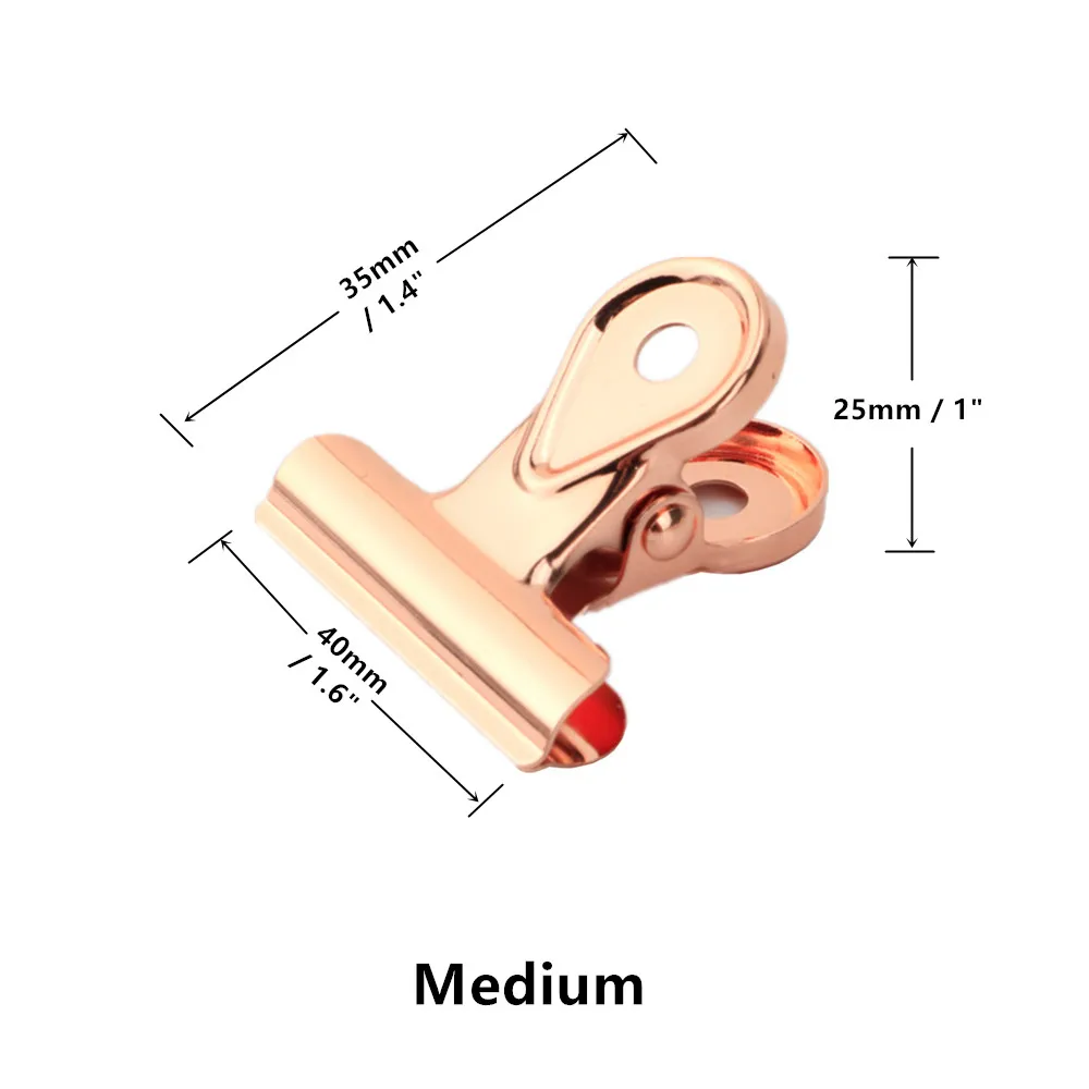 Золото и розовое золото сверхмощный бульдог зажимы утконоса зажим для офисных купюр или бытовые кухонные уплотнительные принадлежности 4 размера - Цвет: 10pc Medium Rose Gol