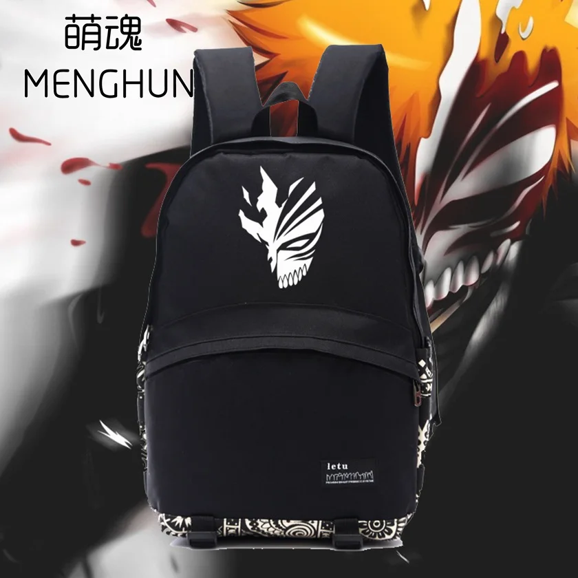 Cool anime fans backpack BLEACH character Kurosaki Ichigo logo mask