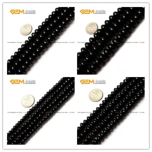 Rondell Black Agate Beads Fashion Jewelry Beads Fo...