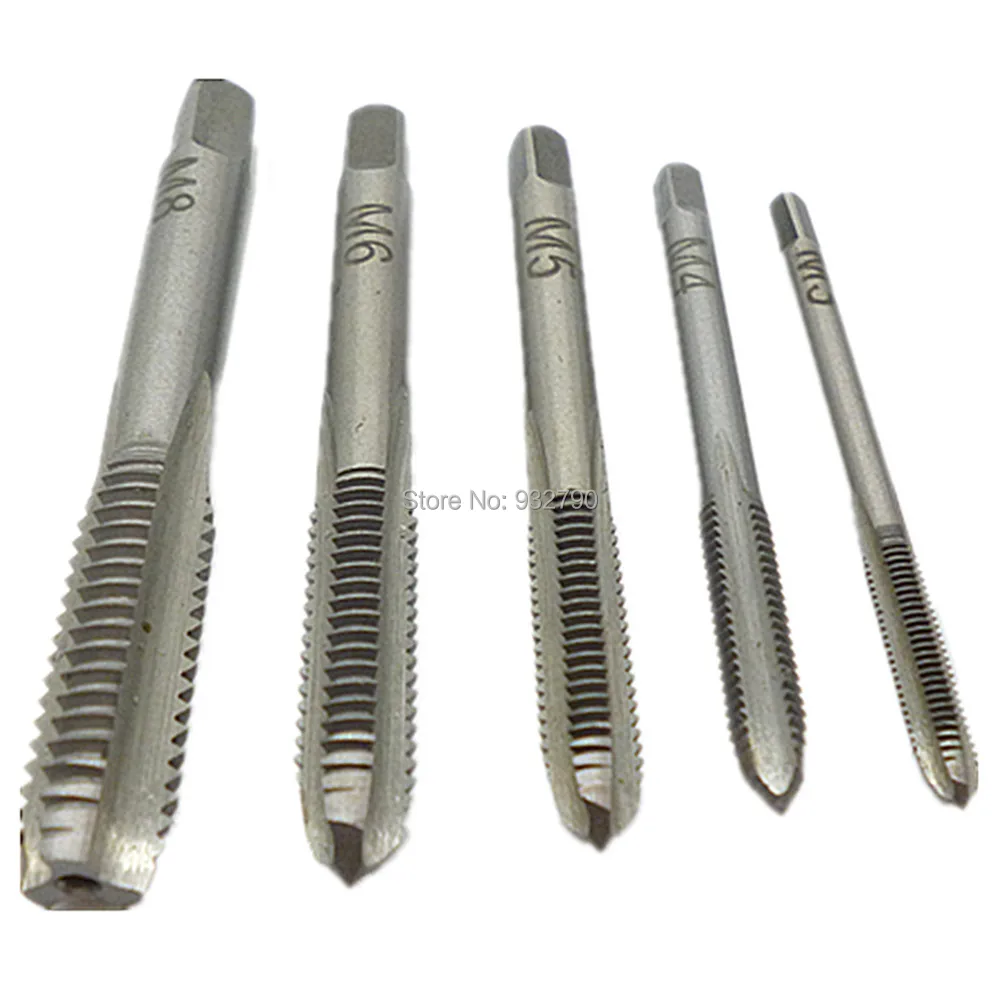 

5pcs Hand Screw Thread Metric Plug Tap M3 M4 M5 M6 M8 Straight Flute 3mm-8mm Hand Tap Tapping Screw Thread Metric Plugs Taps Set