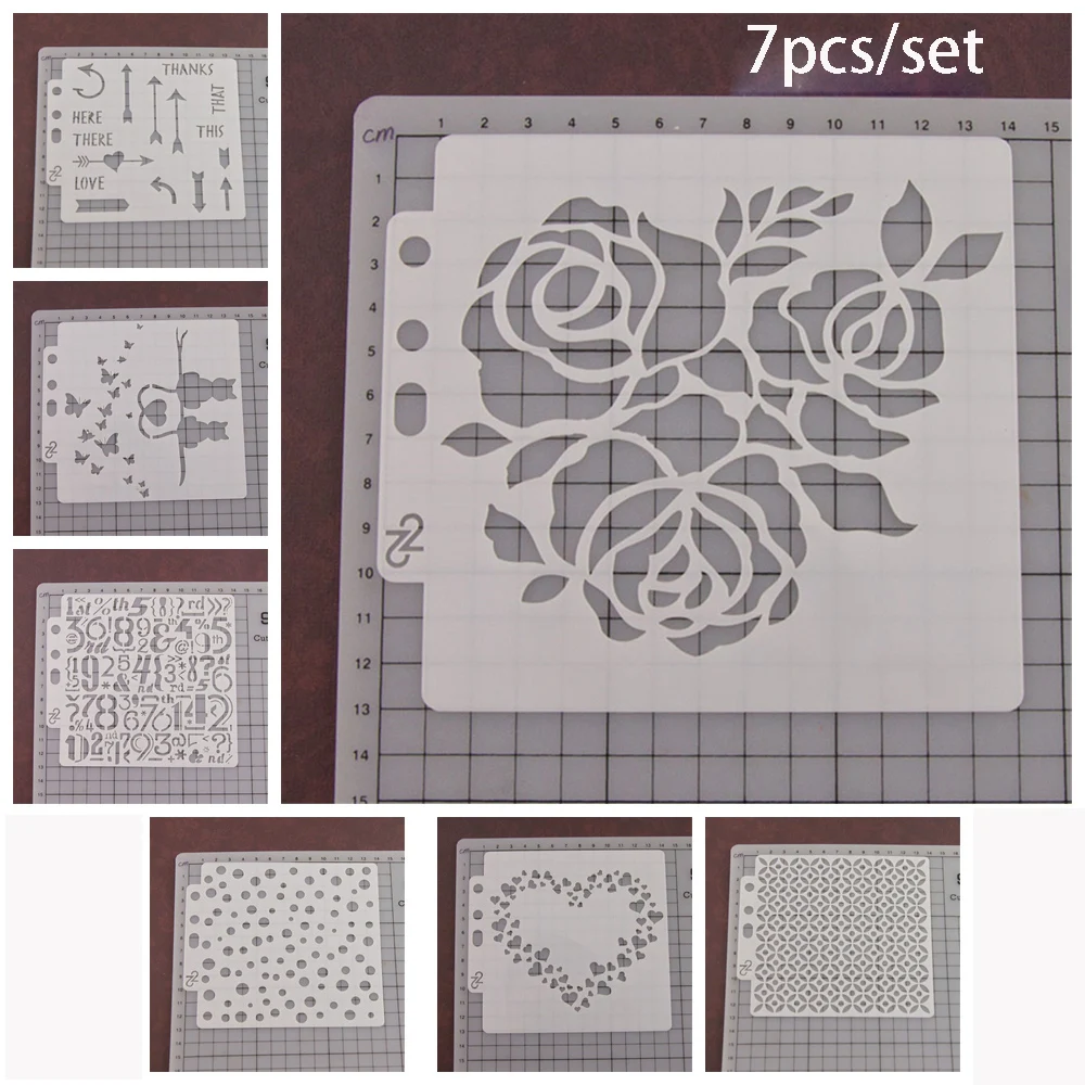 

7pcs/set Number Layering Stencils For Walls Painting Scrapbooking Stamp Embossing Paper Card Template DIY Craft Album Decor
