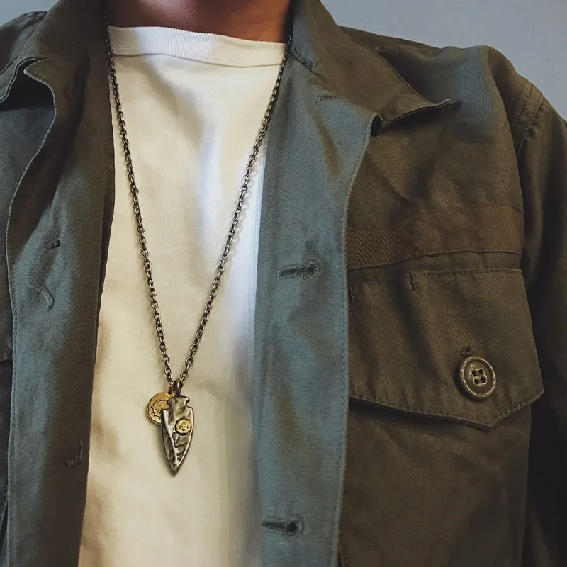 

Long Chain Stainless Steel Gothic Jewelry Vintage Triangle Cone & Gold-color Eagle Necklaces & Pendants Choker Necklace Men