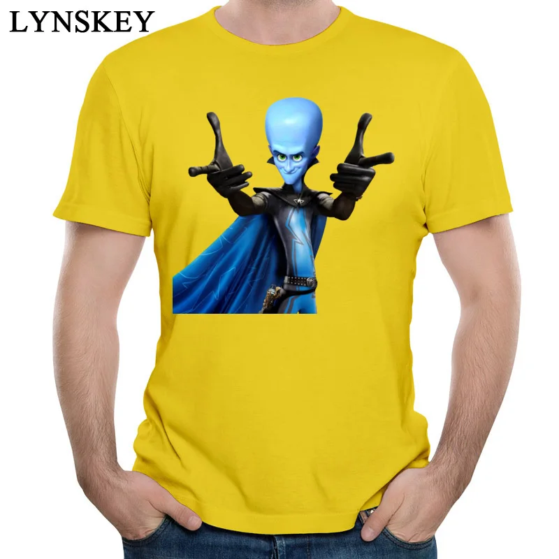 Новинка 2017 мужские футболки летние модные с мультипликационным принтом Megamind