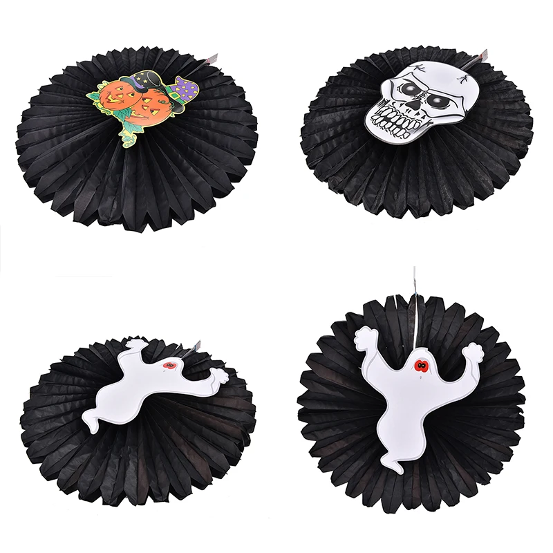 1pc black 48cm haning paper fan decorative pumpkins skeletons ghosts spiders fan halloween paper craft for - Cheap Halloween Crafts 1pc black 48cm haning paper fan decorative pumpkins skeletons ghosts spiders fan halloween paper craft for - Cheap Halloween Crafts