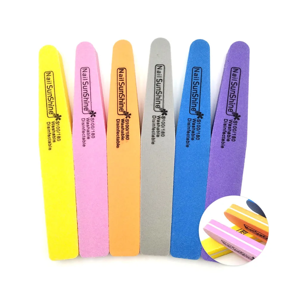 1Pc Sponge Nail File Buffing 6 Color 100/180 Washable Polishing ...