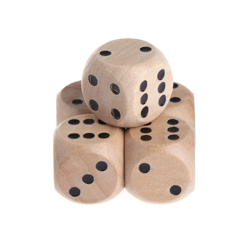 5 шт 6 сторонних деревянных игральных костей маджонг вечерние цифры или точка круглый Coener детские игрушки игры - Цвет: 1.6cm