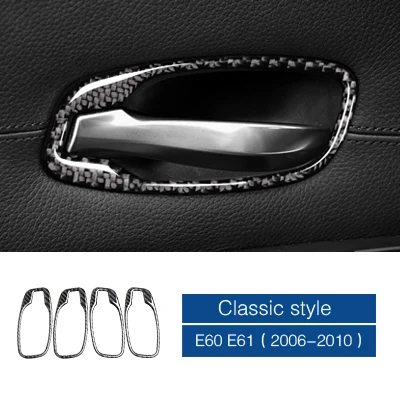 TPIC углеродное волокно Автомобильная накладка на внутреннюю дверную ручку отделка двери чаши наклейки украшения для BMW e60 5 серии 2006-2010 аксессуары - Название цвета: Classic Style