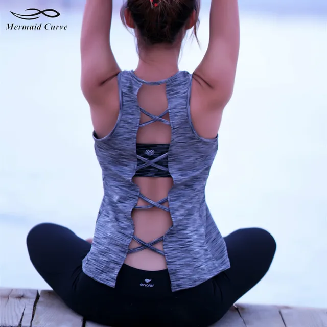 2017 Women’s Tank Tops Quick Dry Sleeveless Gym Yoga Shirts Tank Top Woman Back Cross Fitness Hollow Out Summer Sport Vest