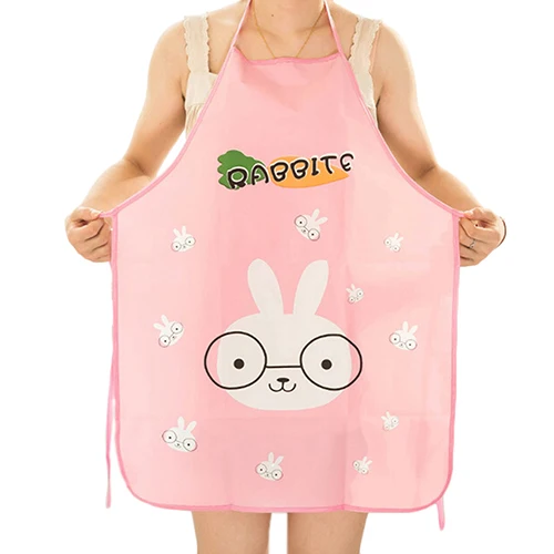 Women Cute Cartoon Waterproof Apron Kitchen Restaurant Cooking Bib Aprons ！