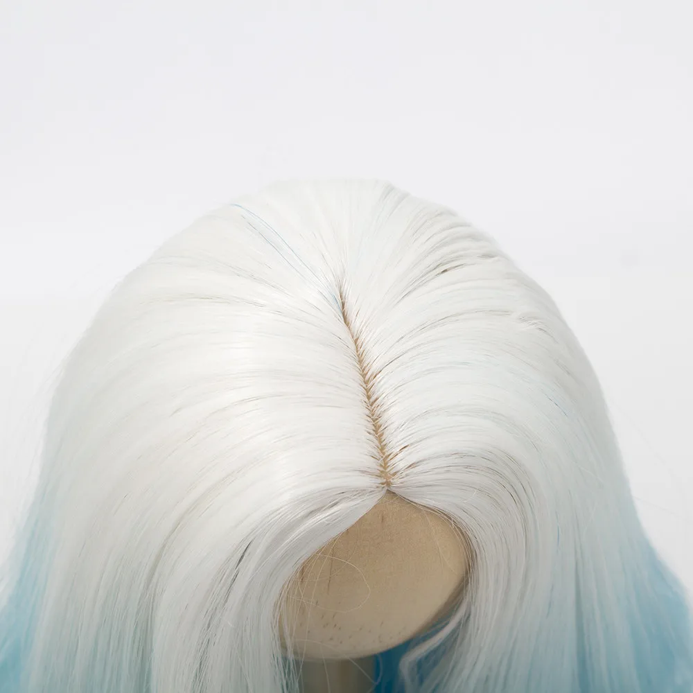 1/3 1/4 1/6 масштаб кукольные волосы парики Высокая температура Синтетический провод белый синий Ombre цвет парики для BJD SD куклы