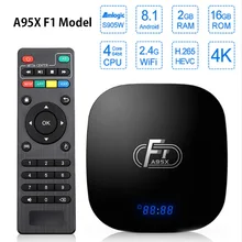 Android 8,1 ТВ коробка A95X F1 Amlogic S905W 4 ядра Android Поддержка ТВ-коробок 4 K WIFI2.4G HDMI RJ45 Media Player Декодер каналов кабельного телевидения Youtube