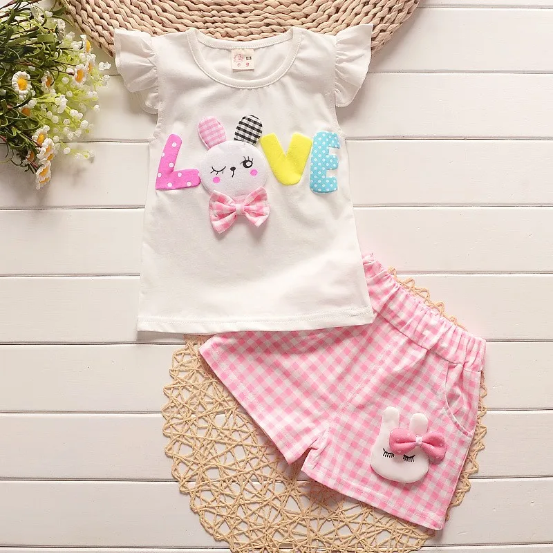 Коллекция 2021 года комплекты одежды для маленьких девочек Детская летняя одежда