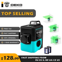 DEKO LL12-HV, 12 линий, 3D зеленый лазерный уровень, самонивелирующийся, 360 градусов, вращающиеся лазеры, Горизонтальные и вертикальные крестовые мощные