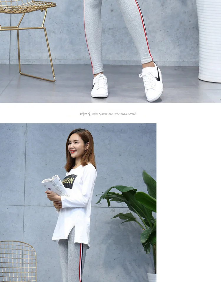 yoga pants 2021 Quality Cotton Leggings Side Stripes Women Casual High-stretch Leggings Pants High Waist Fitness Leggings Female high waisted leggings