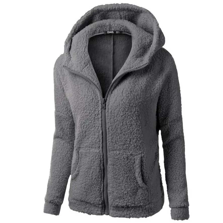 Womail Women Hooded Coat Winter Warm Wool Zipper Coat