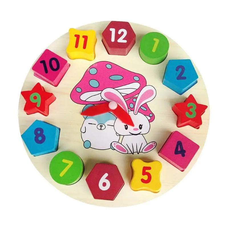 Wooden Rabbit Clock Building Blocks Digital Alarm Clock Toys Children