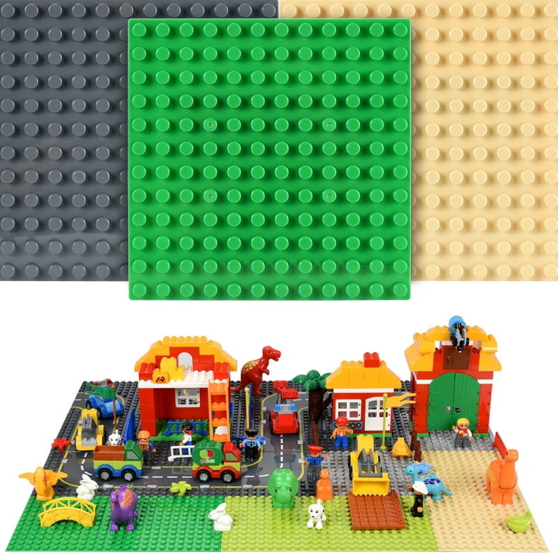 

Big Size Base Plates City Road Street Straight Curve Baseplates Building Blocks Sets Compatible Legoed Duplo Bricks Toys Gifts