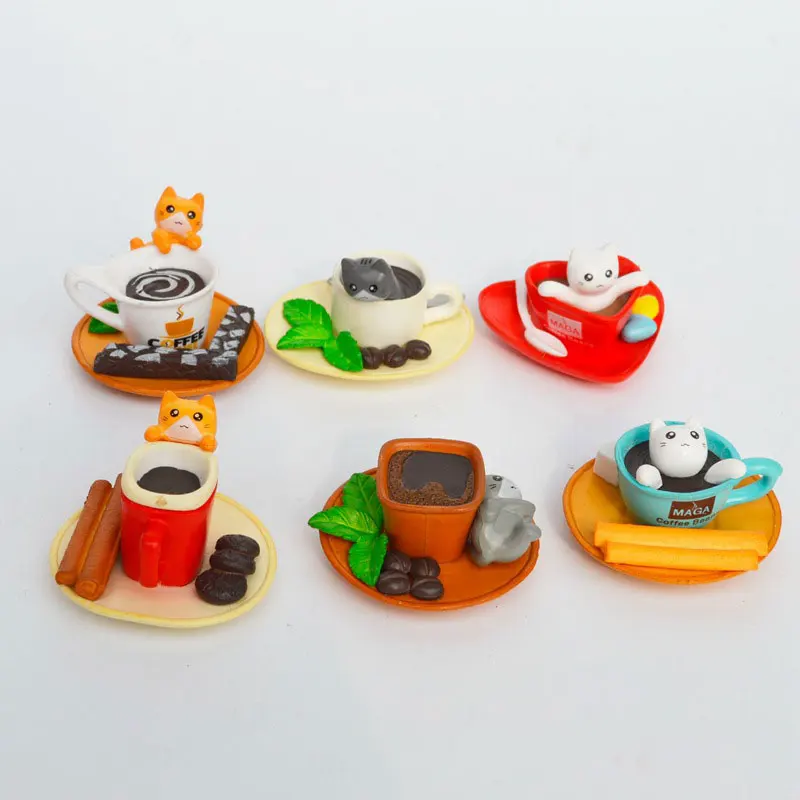 

6pcs/set mini cup Cat Action Figure toys Cute Cat PVC Animal Figures Home Decoration For DIY Phone Case DIY Kids Jewelry