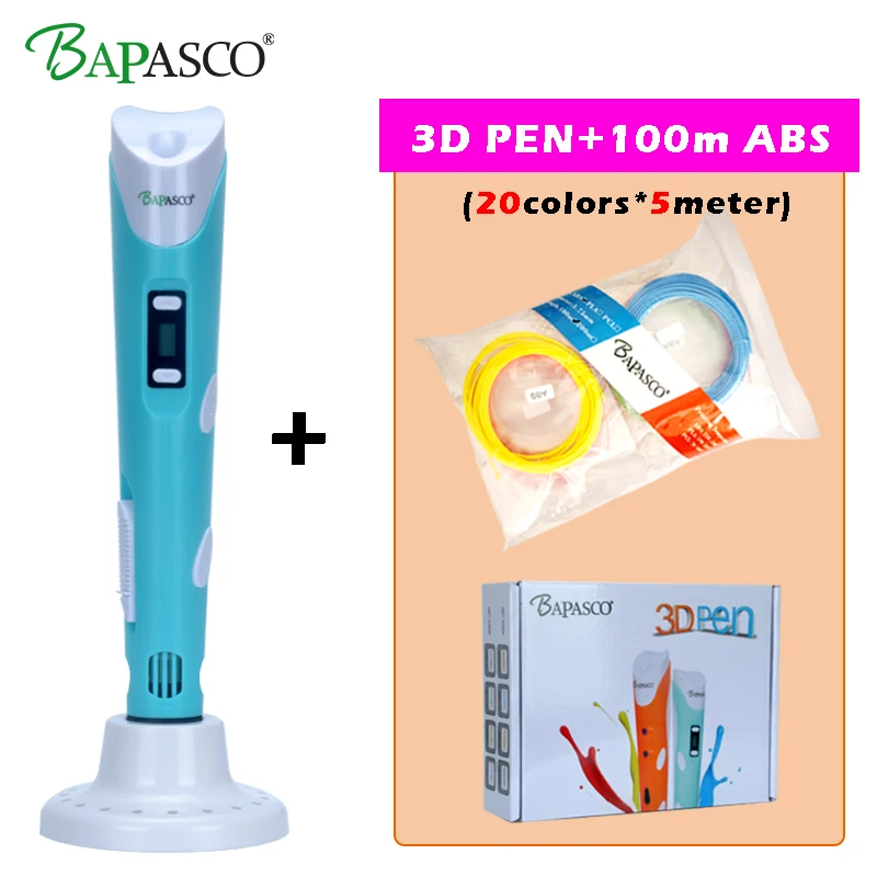 

New Original Bapasco 3D Pen Add 20 Color 100 Meter ABS Filament FCC CE ROHS 3D Magic Pen For Kids education Tool Wholesale price