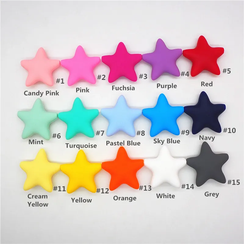 Chenkai 10pcs Silicone Star Teether Beads DIY Mom wearing Baby Shower Pacifier Dummy Nursing Teething Jewelry Toy Mickey Beads