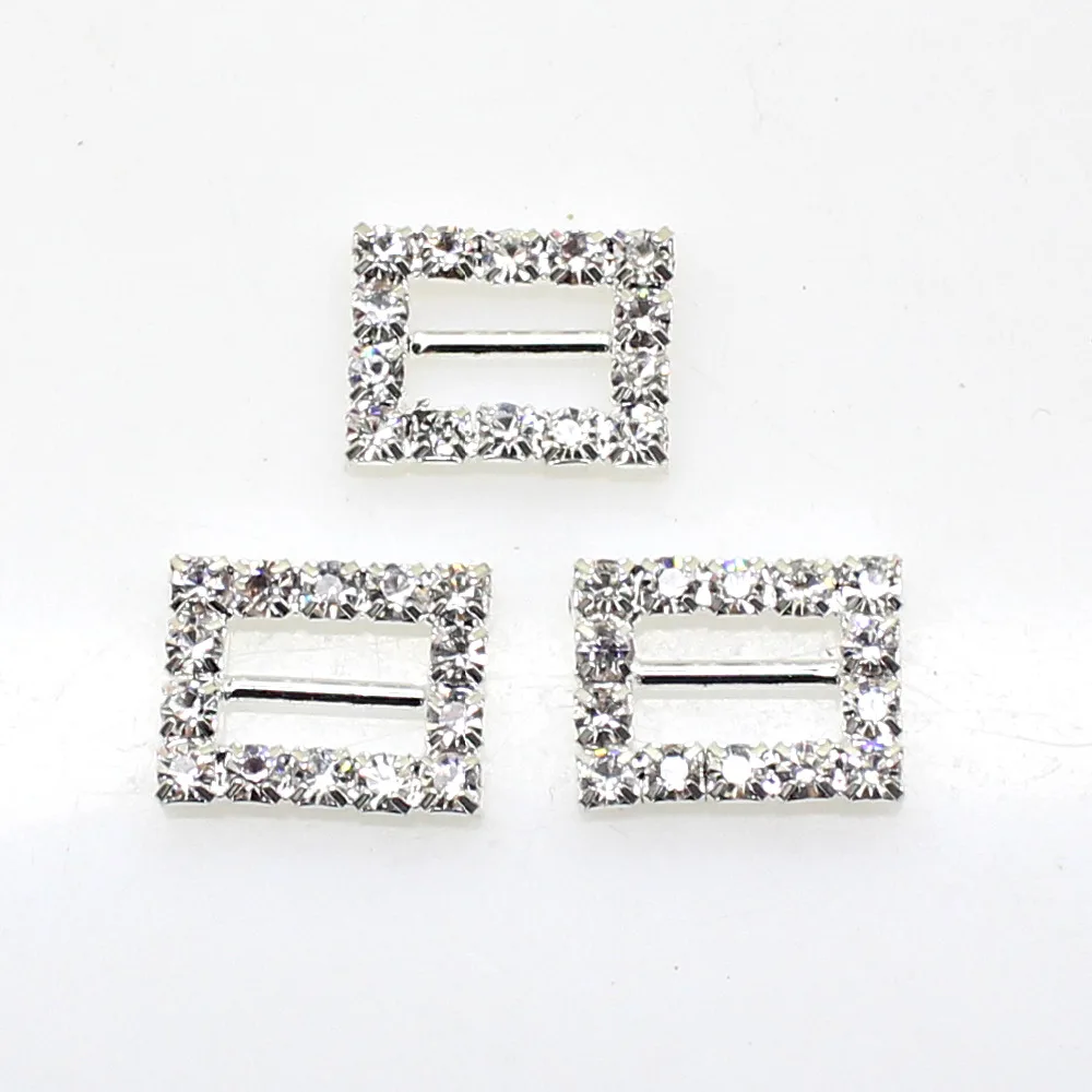 

10Pcs/Set 16*12mm Rectangle Rhinestones buckles Diamante Wedding Supplies Card Accessory Ribbon Decorative Deduction DIY