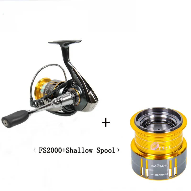 

FS2000 Spinning Fishing Reel 9+1BB 5.2:1 Metal Spool Screw in Handle with spare spool very smooth MA-20