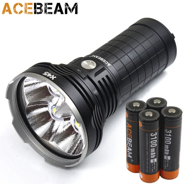 Новые Бесплатная доставка ACEBEAM X45 16500 люмен луч расстоянии 583 м LED поиска и спасения фонарик в комплекте Батареи