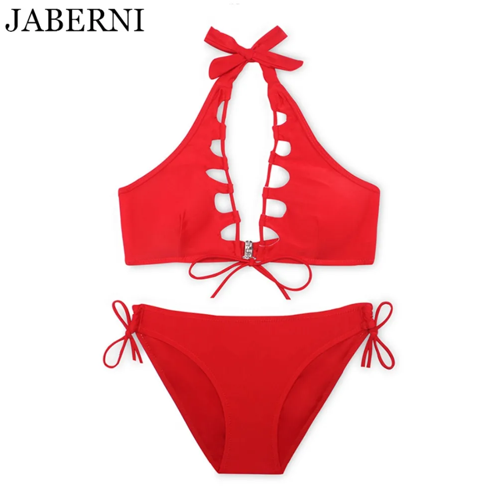 JABERNI brand sexy bikini 2017 women swimwear padding red swimsuit