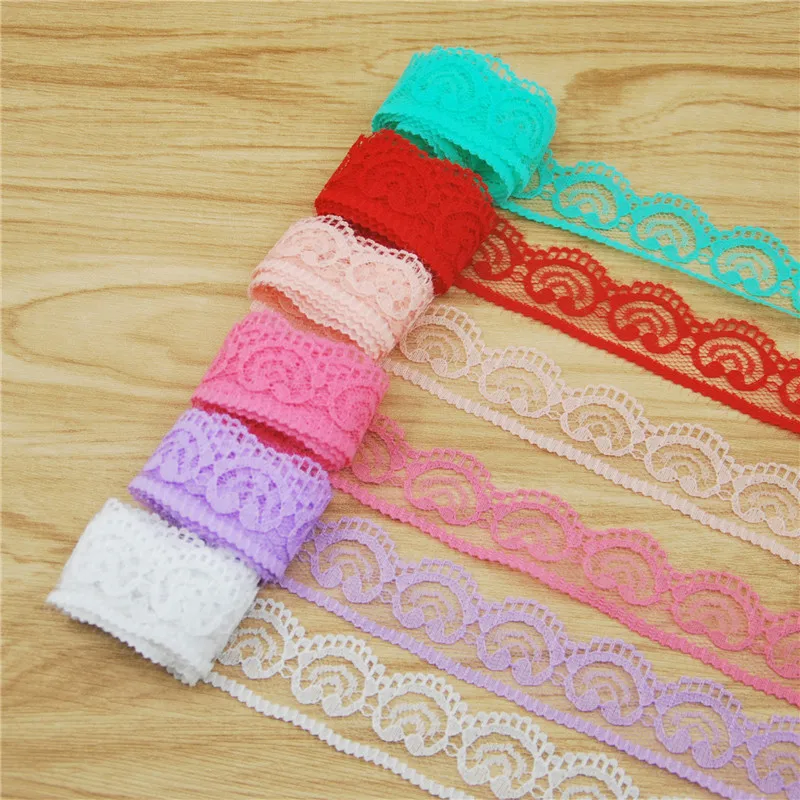 

22mm Polyester Lace TrimFabric Sewing Accessories Cloth Wedding Decoration Ribbon Craft Supplies Multi Color 600yards L5002-1