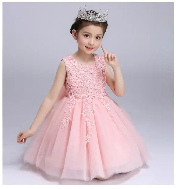 

Baby Girls Pageant Formal Dresses 2017 Vest Flowers Gown Infant Girls Princess Tutu Dress Gauze Kids Birthday Wedding Dresses