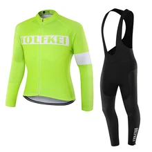 WOLFKEI Ропа Ciclismo осень-весна горный велосипед Велосипеды Джерси Топы Биб Колготки комплект быстросохнущая Велосипедная форма