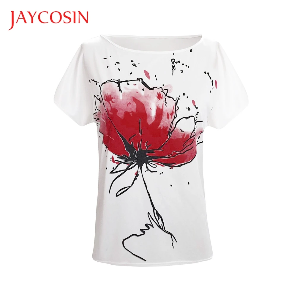

JAYCOSIN Casual Floral Print Blouse Short Sleeve Women Loose Top Shirt Tee Floral Design Can Make You More Lovely And Vitality