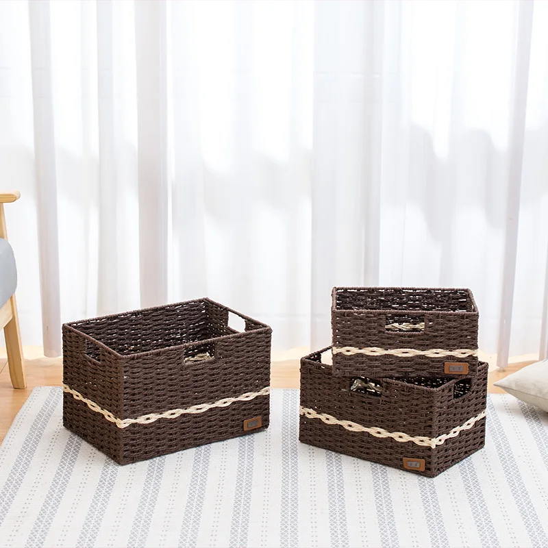 Straw string storage baskets organizer for toy unique dust proof rattan weaving fruit basket table storage bread box with lid Straw string storage baskets organizer for toy unique dust proof rattan weaving fruit basket table storage bread box with lid